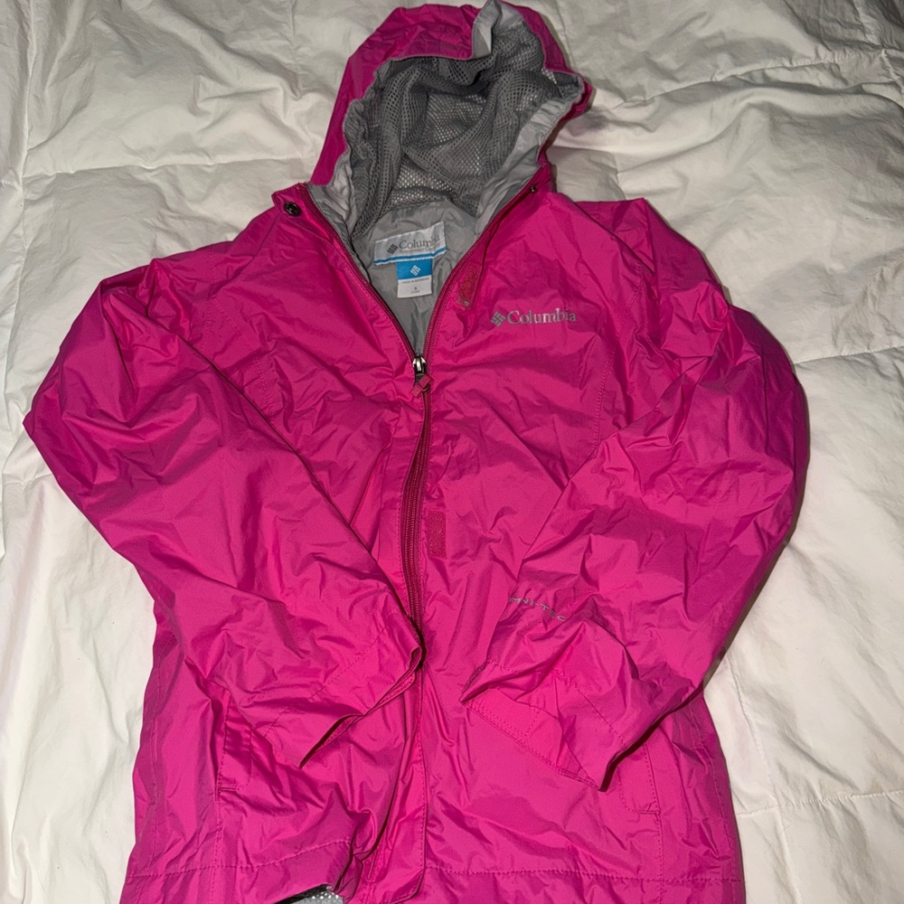 Columbia Pink Hooded Raincoat size small nwot